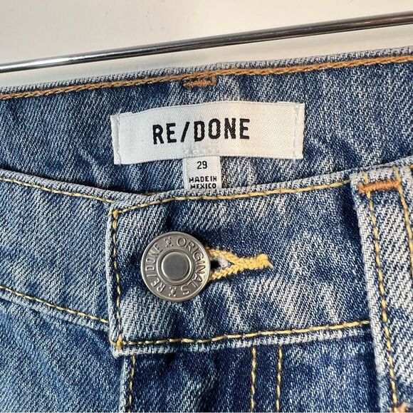 Re/Done NWT Women’s Size 29 Straight Leg Blue 70’s Jeans Studs Moonstruck $495 - Picture 9 of 16